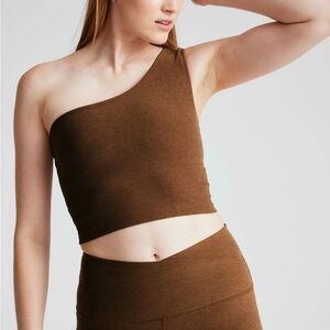 NWT Spacedye The Bold Shoulder Cropped Tank  large mocha